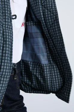 pearl check puffer - navy gingham