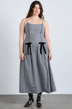 persephone midi dress - black gingham