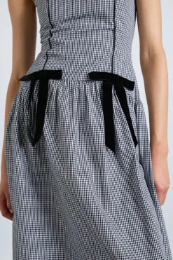 persephone midi dress - black gingham