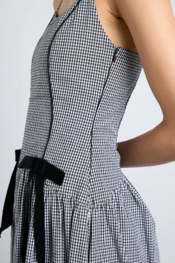 persephone midi dress - black gingham