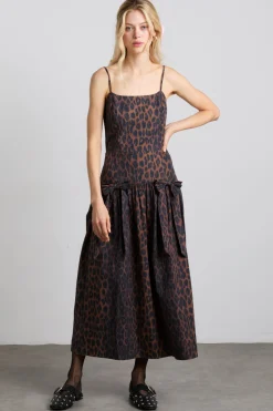 persephone midi dress - dark leopard