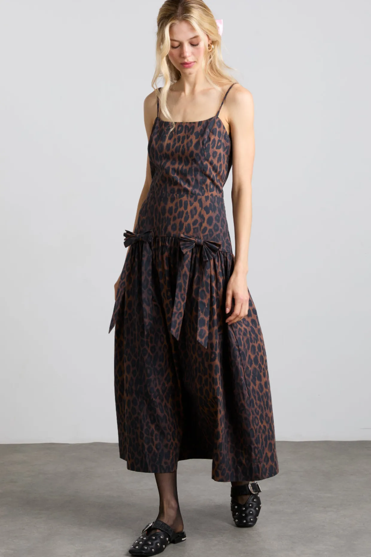 persephone midi dress - dark leopard