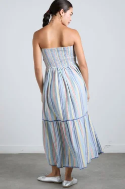 pia midi dress - pastel stripe