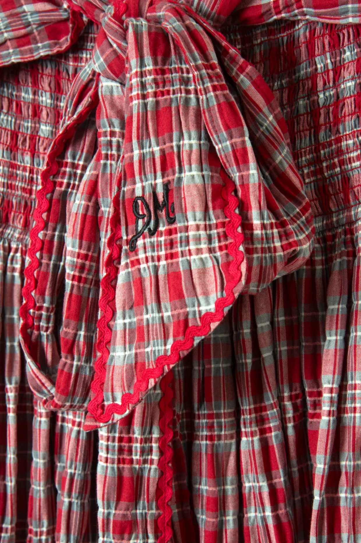 pia midi dress - red check