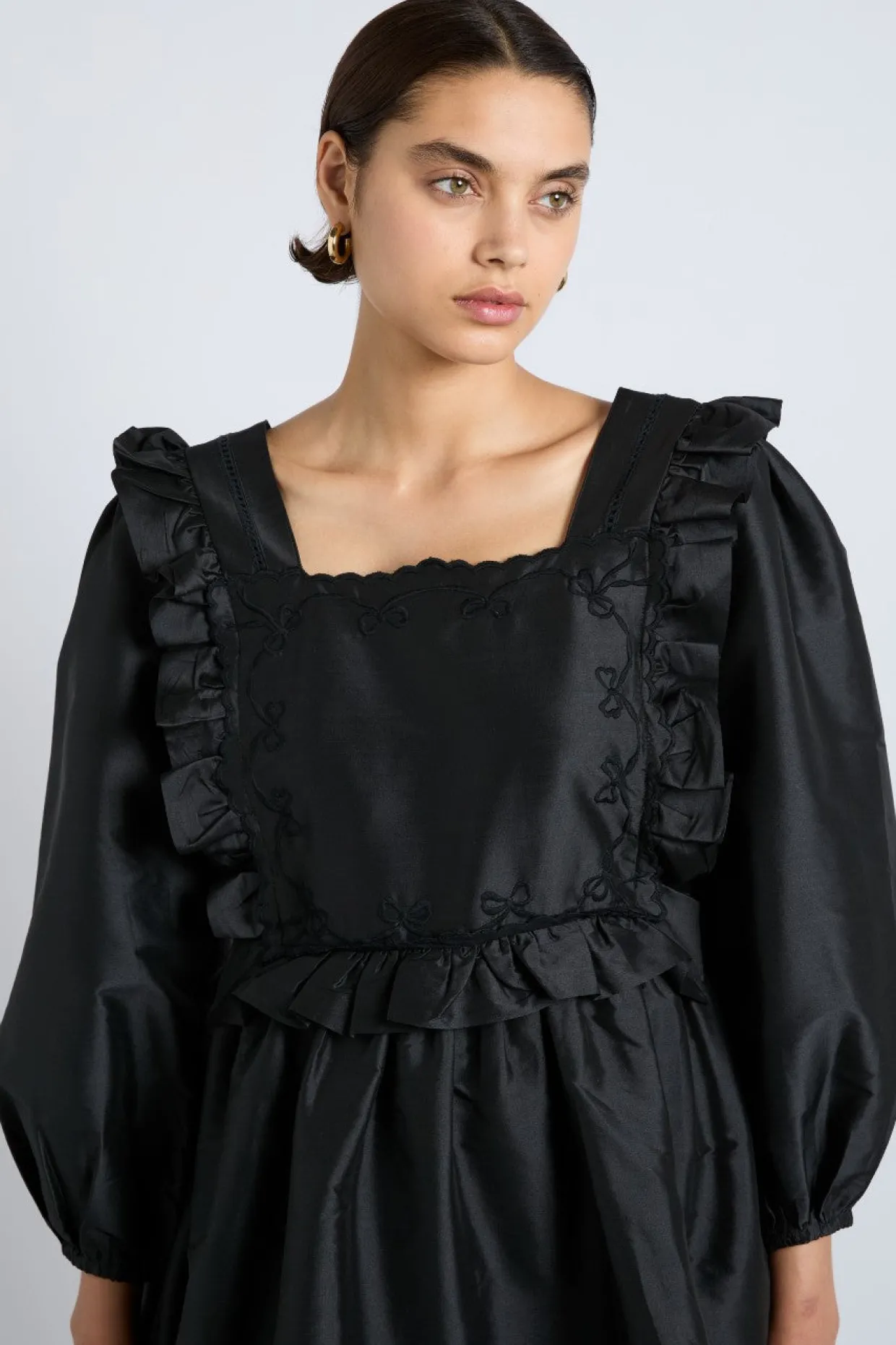 piarra mini smock dress - black with pink bows