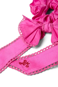 pink taffetta bow scrunchie