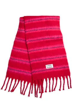 pink u0026 red fluffy stripe scarf