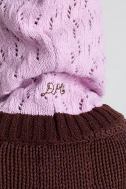 pointelle hood in pink u0026 choc