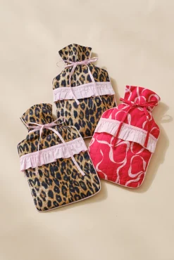 quilted hot water bottle cover - leopard print