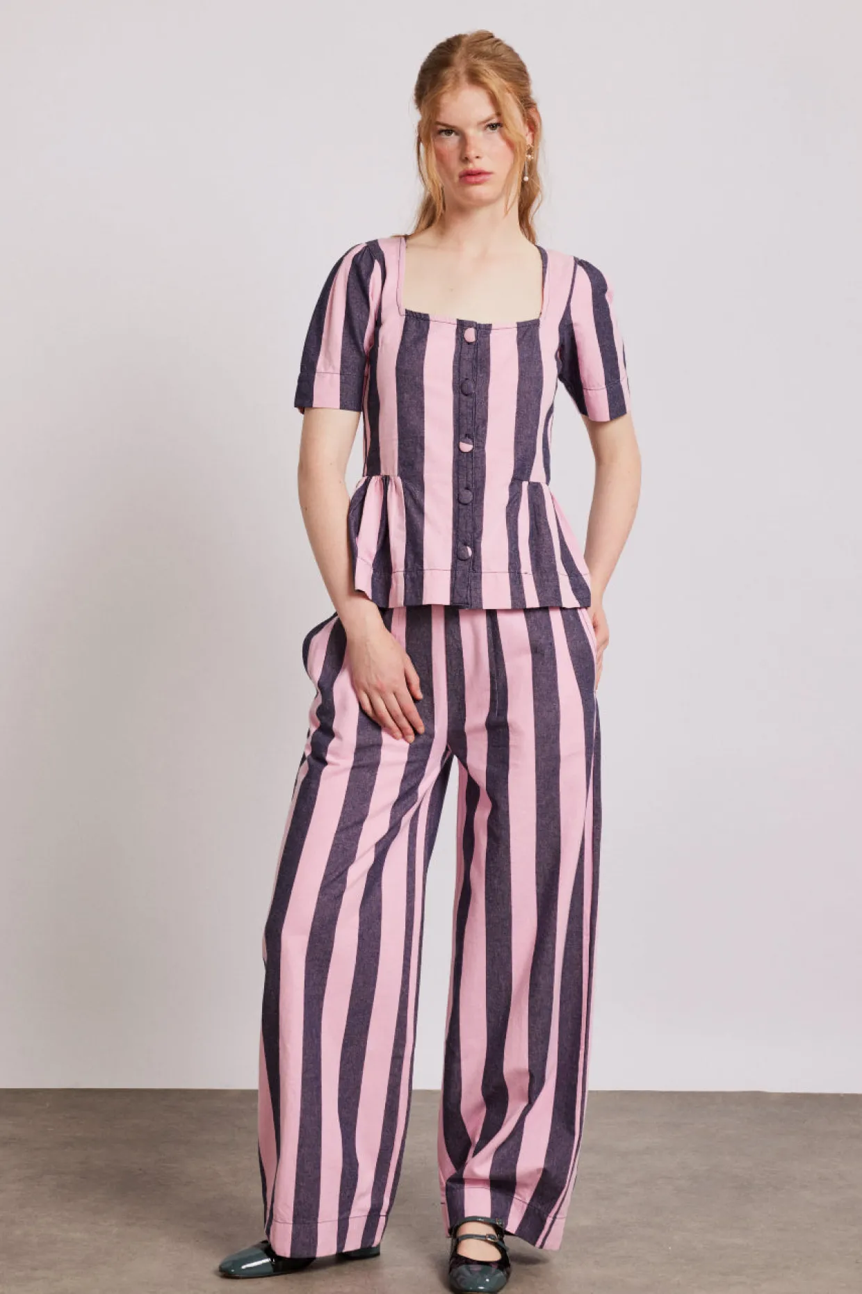 rafe pants - pink navy stripe
