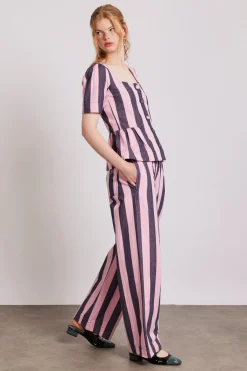 rafe pants - pink navy stripe
