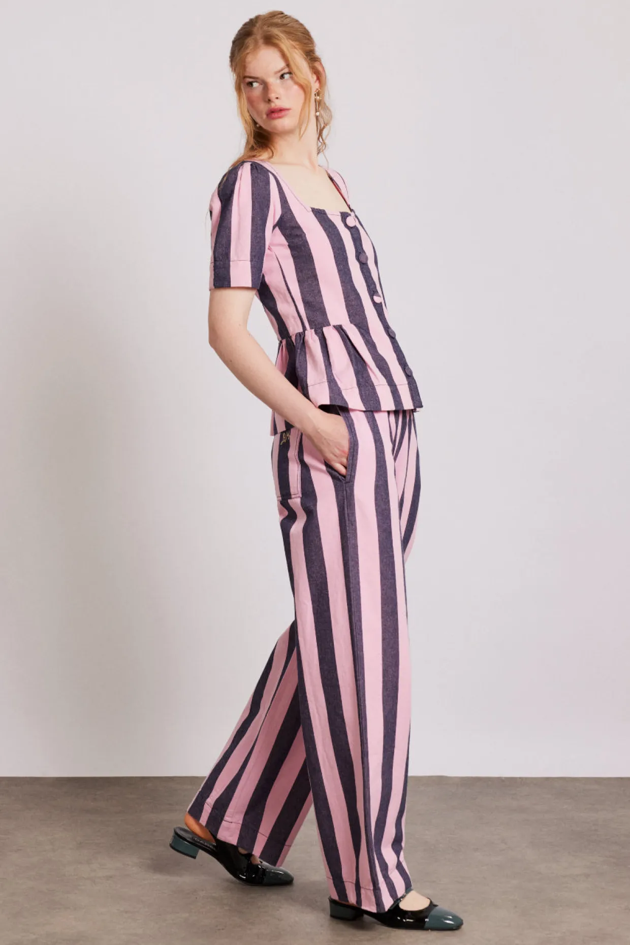 rafe pants - pink navy stripe