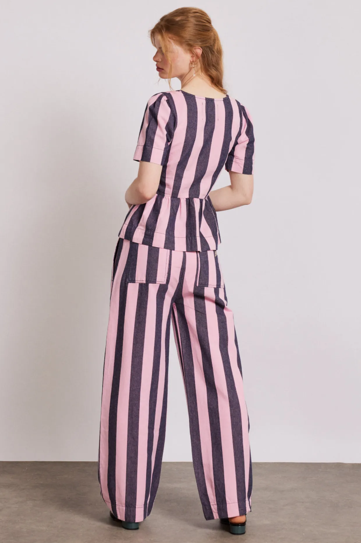 rafe pants - pink navy stripe