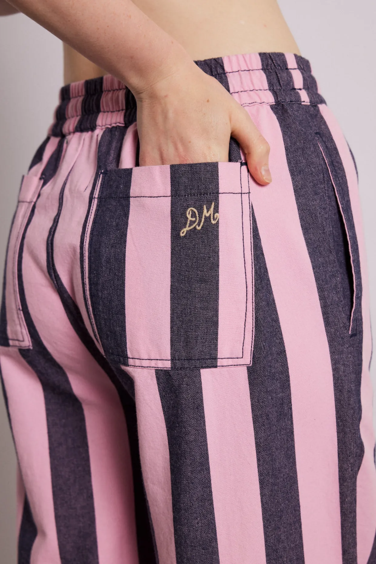 rafe pants - pink navy stripe
