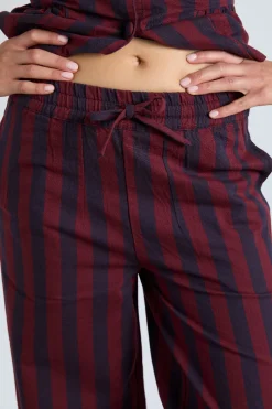 rafe trousers- navy and burgundy stripe
