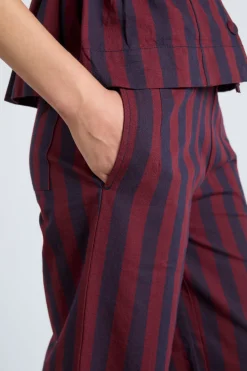 rafe trousers- navy and burgundy stripe
