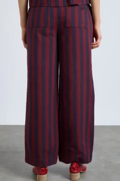 rafe trousers- navy and burgundy stripe