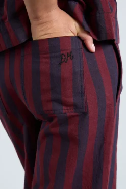 rafe trousers- navy and burgundy stripe