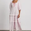 rebecca bow back dress - pink broderie