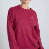 red and navy stripe long sleeve top