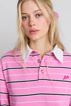 remie rugby shirt - pink stripe