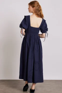 rhea dress - navy broderie