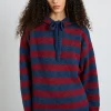riley knit hoodie - red navy stripe