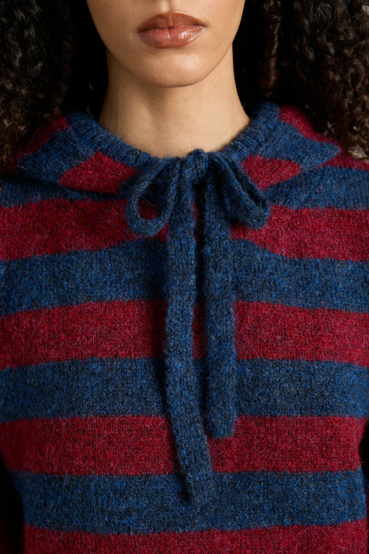 riley knit hoodie - red navy stripe