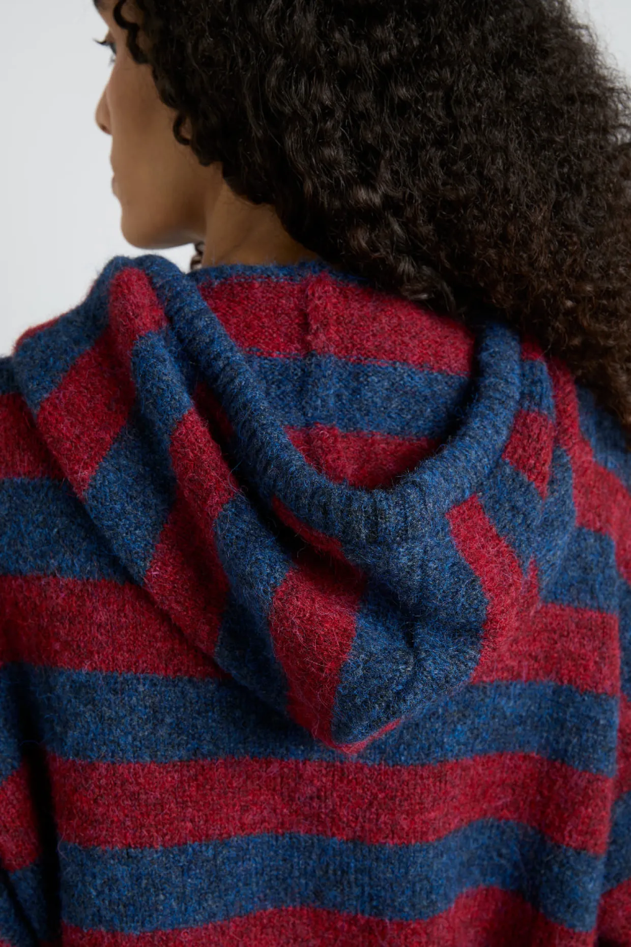 riley knit hoodie - red navy stripe