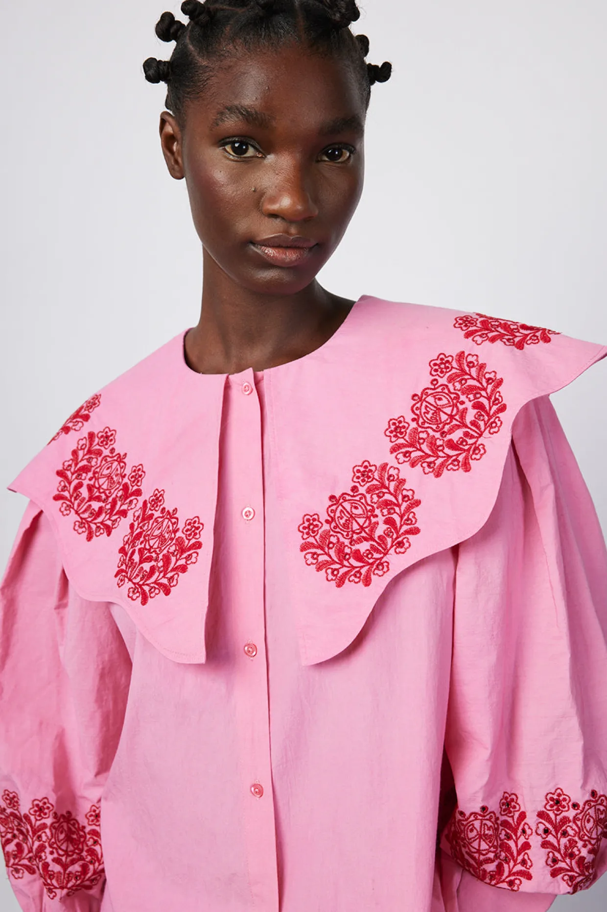 romeo organic cotton broderie blouse - pink