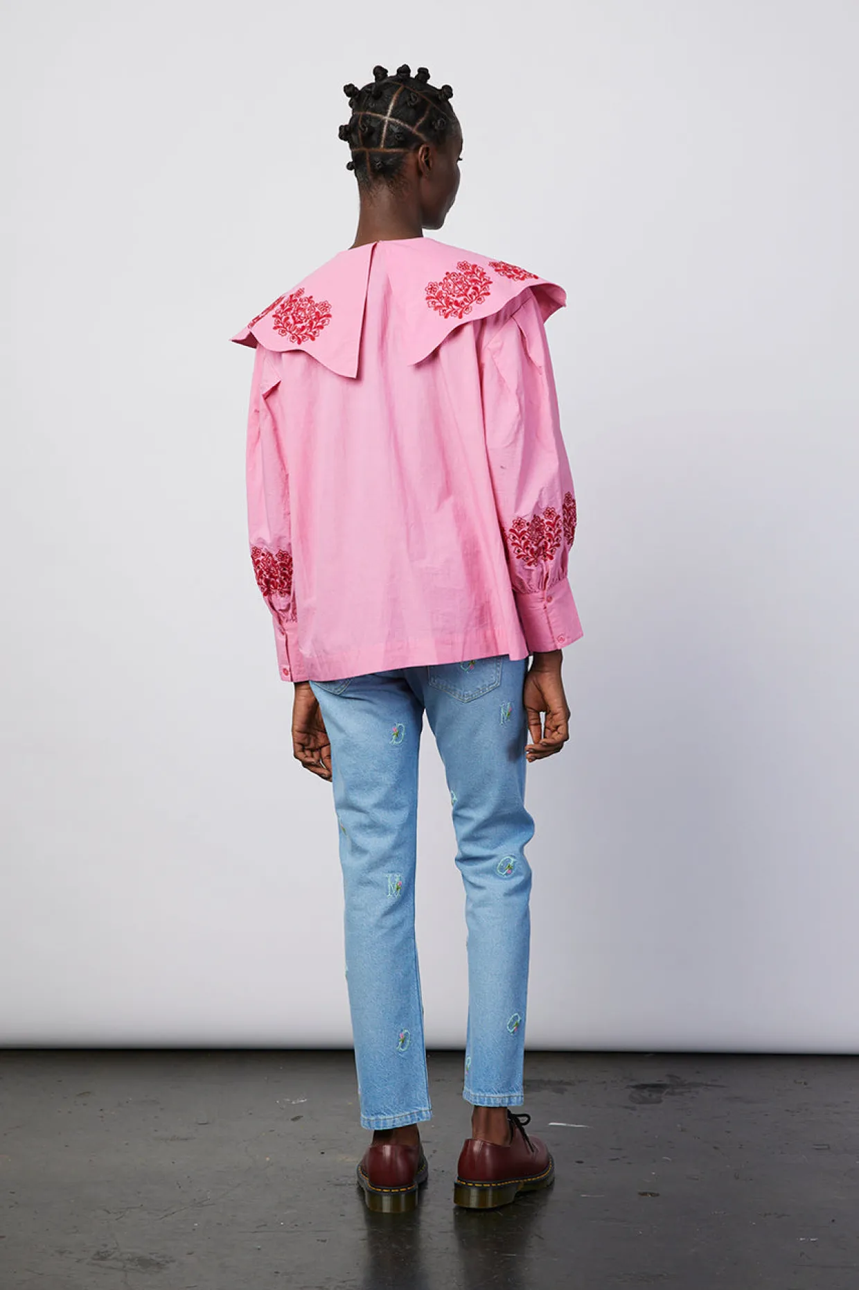 romeo organic cotton broderie blouse - pink