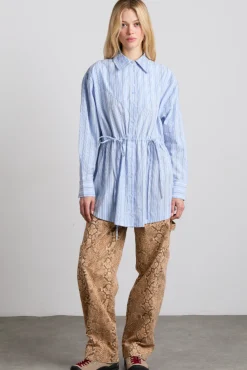 romy embroidered shirt - narrow business stripe