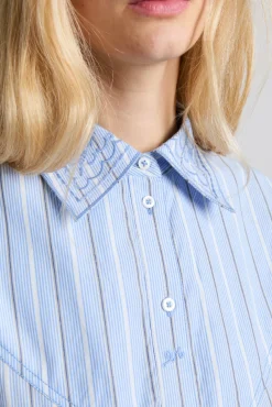 romy embroidered shirt - narrow business stripe