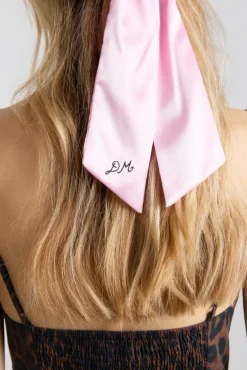 rosette bow clip - pink u0026 black satin