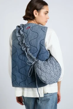 ruched kidney bag in gingham