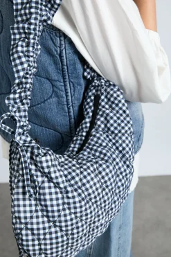 ruched kidney bag in gingham