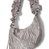 ruched kidney bag in silver satin