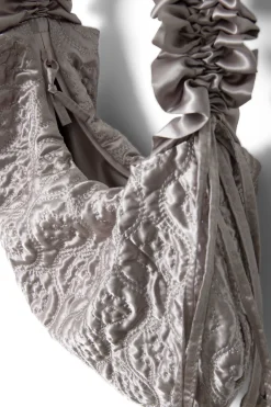 ruched kidney bag in silver satin