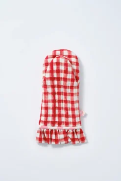 ruffle oven mitt - red gingham