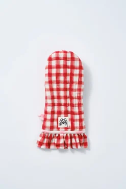 ruffle oven mitt - red gingham