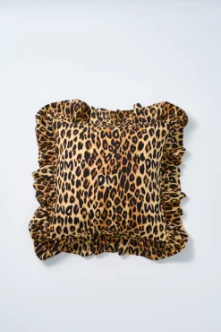 ruffle square cushion - leopard print