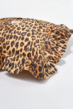 ruffle square cushion - leopard print