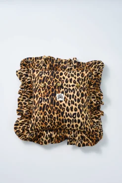 ruffle square cushion - leopard print