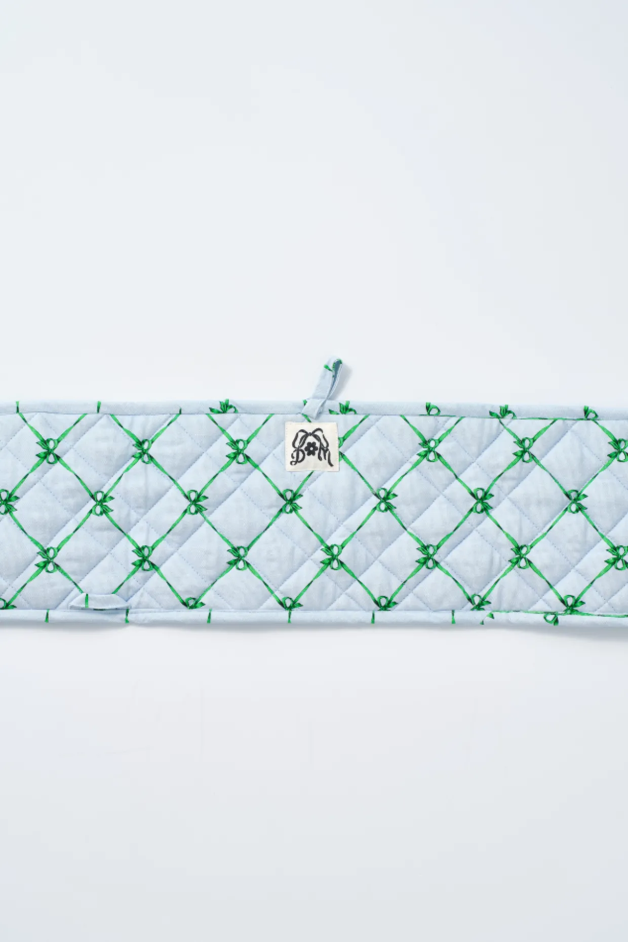 ruffle trim oven gloves - green u0026 blue bow