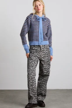 ruthie bonnet cardigan - blue u0026 chocolate stripe