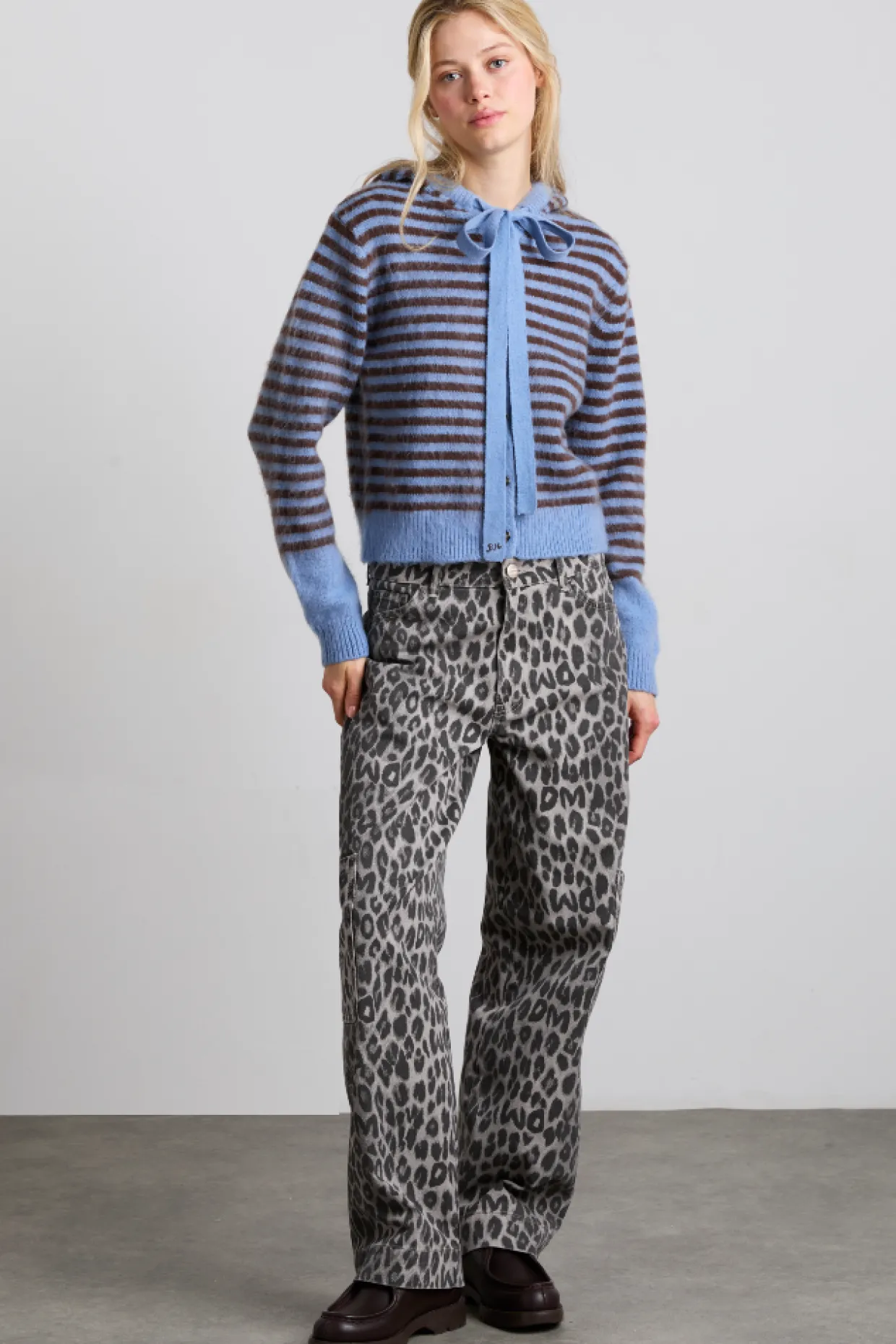 ruthie bonnet cardigan - blue u0026 chocolate stripe