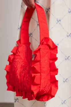 90's frill shoulder bag - red