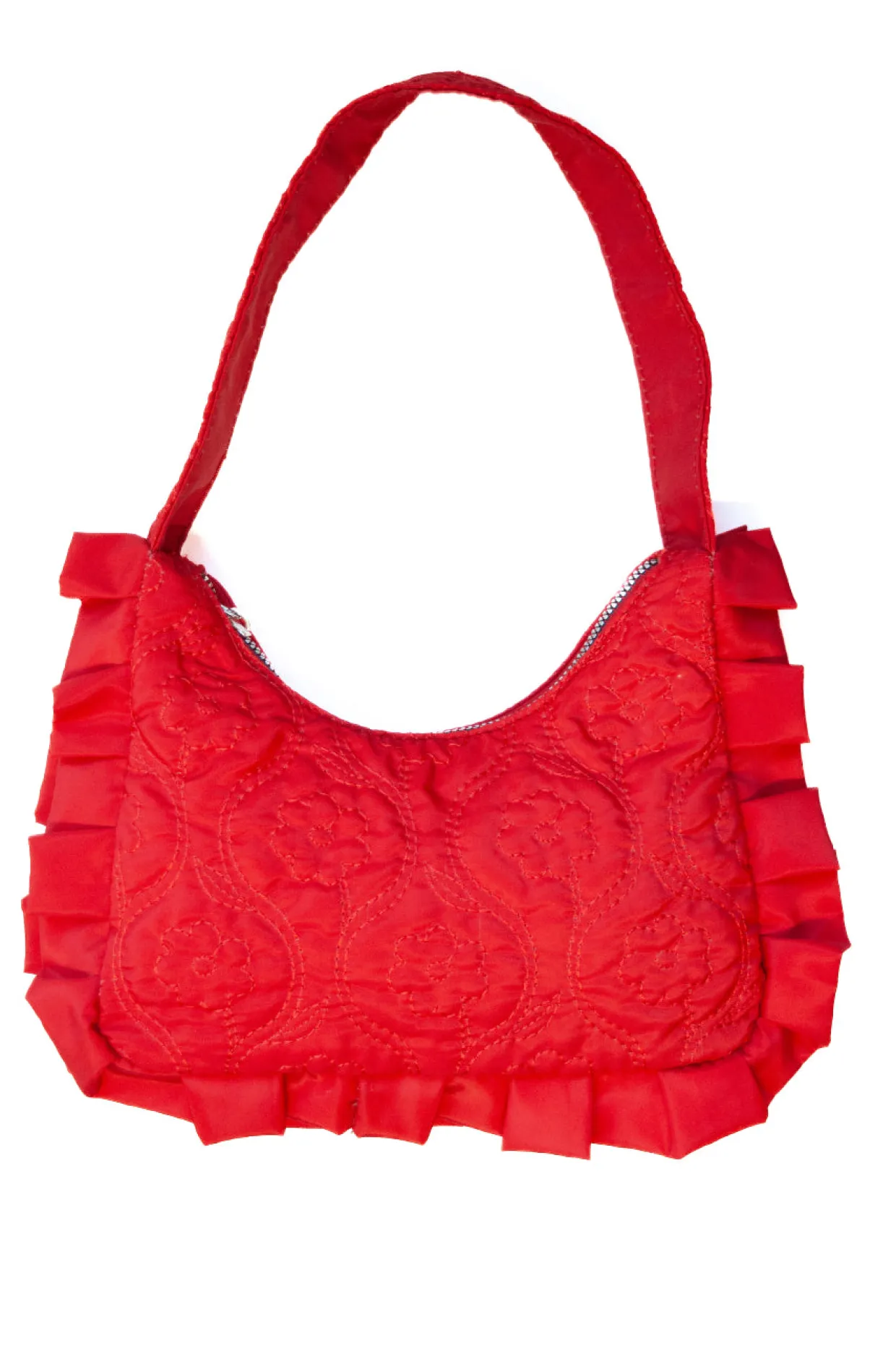 90's frill shoulder bag - red