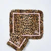set of 2 ruffle place mats - leopard