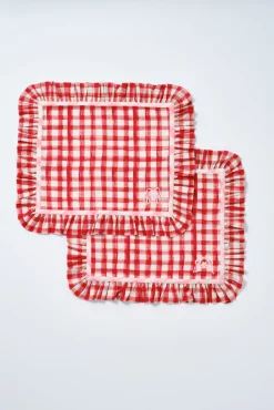 set of 2 ruffle place mats - gingham